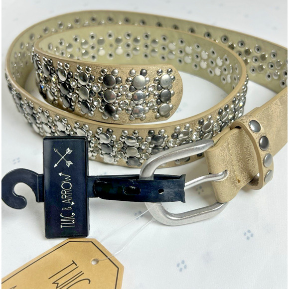 Twig & Arrow Accessories - Western RHINESTONE and Stud BLING Belt Medium/Large Cowgirl Carter Festival NEW